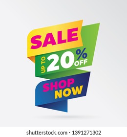 vector sale banner template design, up to 20% off.