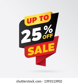 vector sale banner template design, up to 25% off.