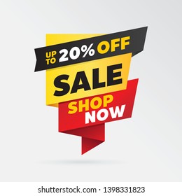 vector sale banner template design, up to 20% off.