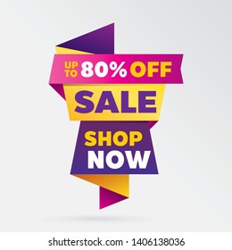 vector sale banner template design, up to 80% off.