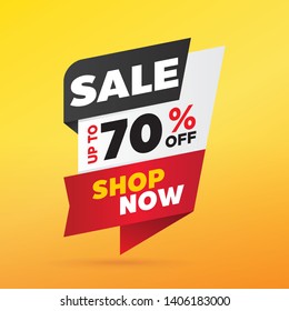 vector sale banner template design, up to 70 percent off.