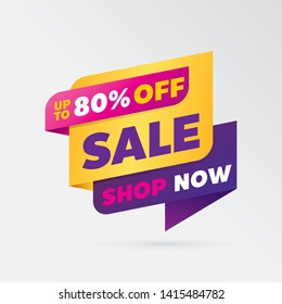diseño de plantilla de banner de venta vectorial, hasta un 80% de descuento.