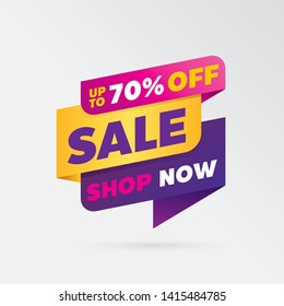 vector sale banner template design, up to 70 percen off.