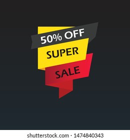 vector sale banner template design, up to 50% off.