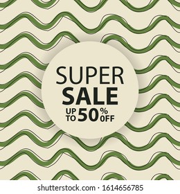 Vector sale banner template design with wave style and vintage color. Super sale special offer. End of season banner. Web element.