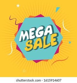 Vector sale banner template design. mega sale special offer. End of season banner. Web element.