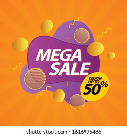 Vector sale banner template design. Mega sale special offer. Web element.