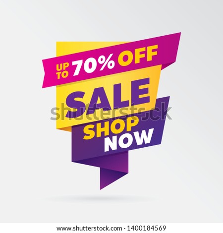 vector sale banner template design, up to 70 percent off.
