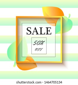 Vector sale banners with color gradients leaves. Design template for poster, discount labels, flyers. Summer season design for brochure, web banner, invitation, poster, advertising. Eps10 Vector