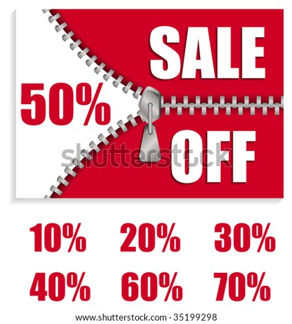 Vector sale board in red with zipper