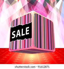Vector sale cube against original background (EPS10)