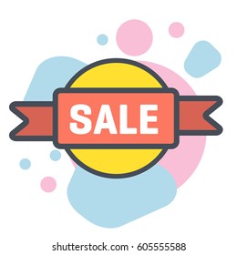 Vector sale icon with ribbon element 