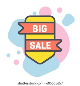Vector sale icon with ribbon element 