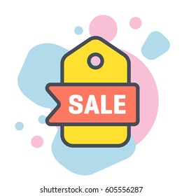 Vector sale icon with ribbon element 