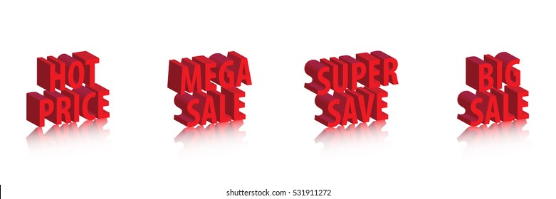 Vector Sale icon set. Discount price off and sales design template.Hot price , Mega sale , Super save , Big sale . vector illustration .