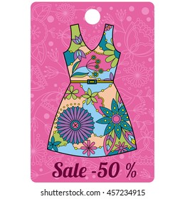 Vector sale label with dress colorful