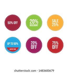 Vector Sale vector label icons. Discount stickers set for shop, retail, promotion. Best price, big sale, 50% off, special offer, discount icons.