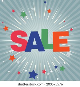 Vector sale on blue background