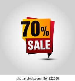Vector Sale paper banner. Sale background. Big sale tag. Sale poster. Special offer. 70% off for your design