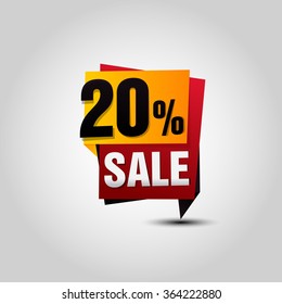 Vector Sale paper banner. Sale background. Big sale tag. Sale poster. 20% off for your design