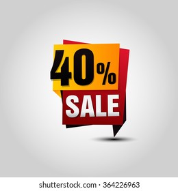 Vector Sale paper banner. Sale background. Big sale tag. Sale poster. 40% off for your design