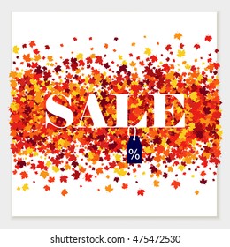 Vector sale pattern of scattered maple leaves in autumn colors. Isolated.