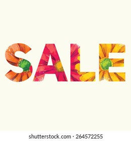 Vector sale poster with double exposure effect