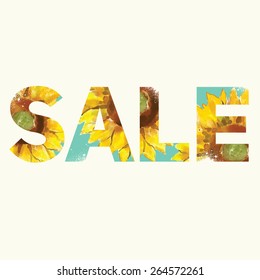 Vector sale poster with double exposure effect