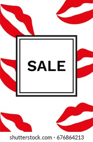 Vector sale poster with kiss pattern