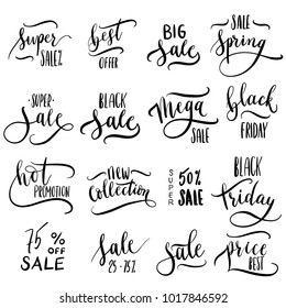 Vector sale, prise, promoution  logos or signs. Set for  shopping, e-commerce, product promotion, social media stickers, marketing.