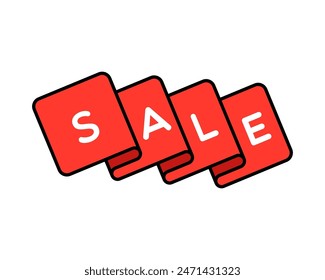 Vector Sale Ribbon Flag Flat Illustration