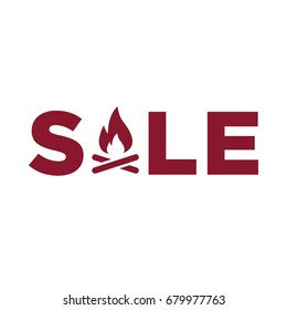 Vector sale sign with bonfire icon