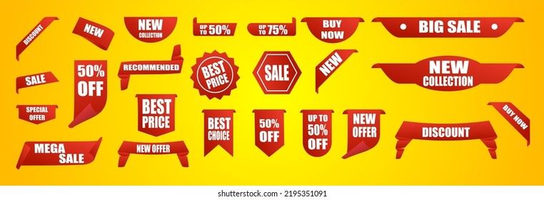 Vector sale signs set with yeloow background