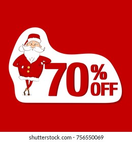 Vector sale sticker. Santa Claus and 70% off