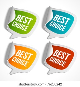 Vector sale stickers set with best choice message. Transparent shadow easy replace background and edit colors.