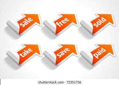 Vector sale stickers set. Transparent shadow easy replace background and edit colors.