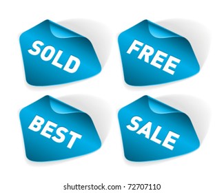 Vector sale stickers set. Transparent shadow easy replace background and edit colors.