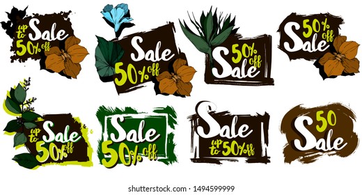 Vector sale tag with discount label. Best offer business elements design. Promotion coupon retail collection banner. Season special deal.