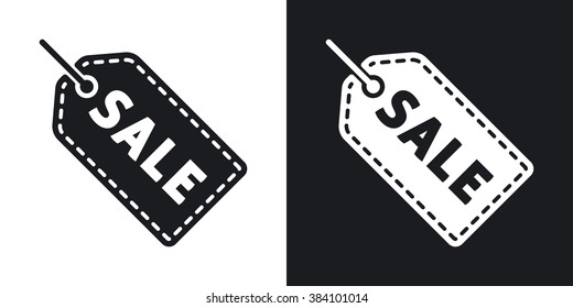 Vector sale tag or label icon. Two-tone version on black and white background