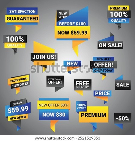 Vector sale tags collection special offer big sale discount best price mega sale banner set with atractive color palletes 