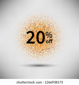 Vector sale template 20% off. Gold glitters
