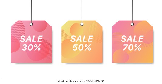 Vector sale template. Colorful sale signboard. Shopping background. Trendy colorful label. Modern design of discount template. Set sale signboards.