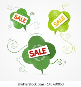Vector Sale text on green clover leaves