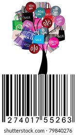 vector sale tree with bar code