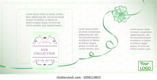 Vector Sale Voucher of luxury gift vouchers with golden and color  ribbons. Elegant template for coupon and certificate, for holiday gift card, with beige background. Isolated from the background.