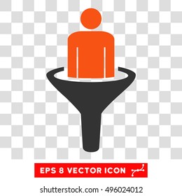 Vector Sales Funnel EPS vector icon. Illustration style is flat iconic bicolor gray and orange symbol on a transparent background.
