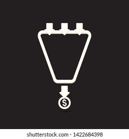 vector sales funnel icon isolated on black background. vector client funnel paper art style