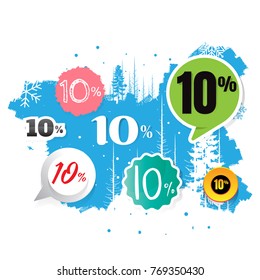 vector sales and percents illustration. on white background. banner. 10% discount