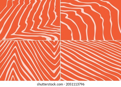 Vector salmon fillet and fish steak texture. Set of vertical backgrounds, banners, social stories