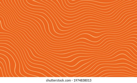 Vector - Salmon fillet texture.Orange and white curved wave lines.